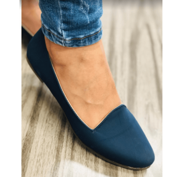 Balerina Style Shoes for Women, Made in Suede in Blue Color